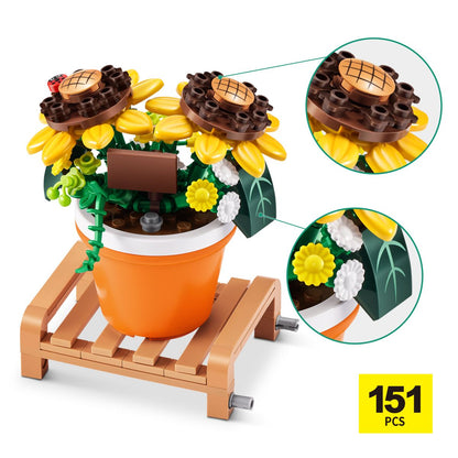 Set De Bloques Garden Max - Con Diferentes Modelos De Piezas - Pot Sunflower