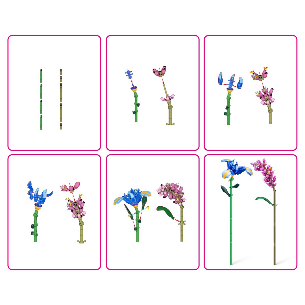 Set Bloques Flores Max - Con Diferentes Modelos De Piezas - Iris Y Persicaria