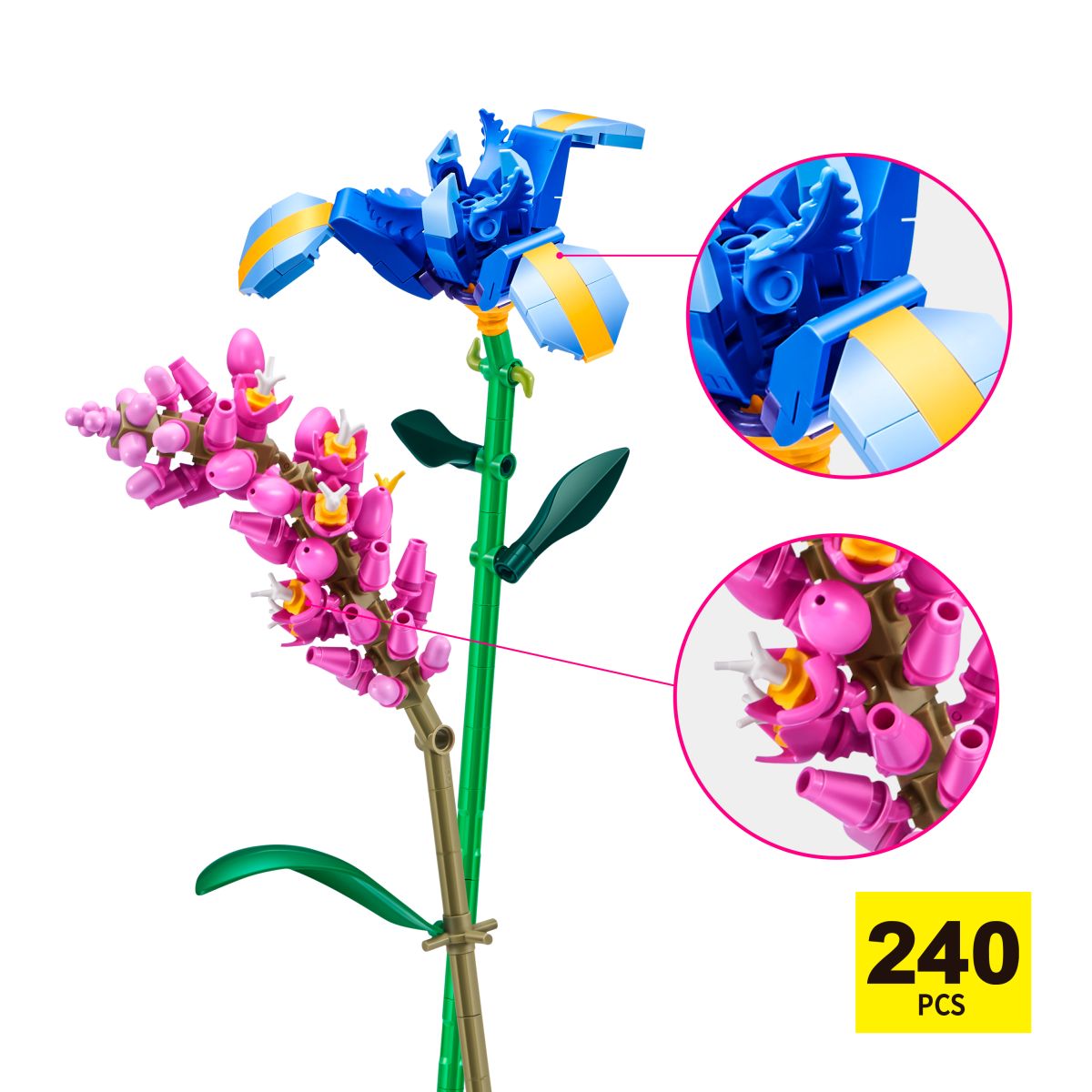 Set Bloques Flores Max - Con Diferentes Modelos De Piezas - Iris Y Persicaria