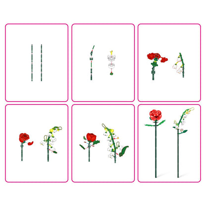 Set Bloques Flores Max- Con Diferentes Modelos De Piezas - Lily Del Valle Y Rosa