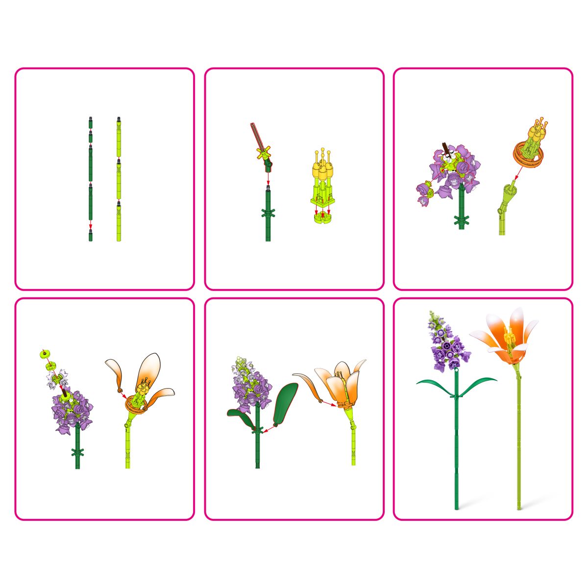Set Bloques Flores Max - Con Diferentes Modelos De Piezas - Lily Y Snapdragon