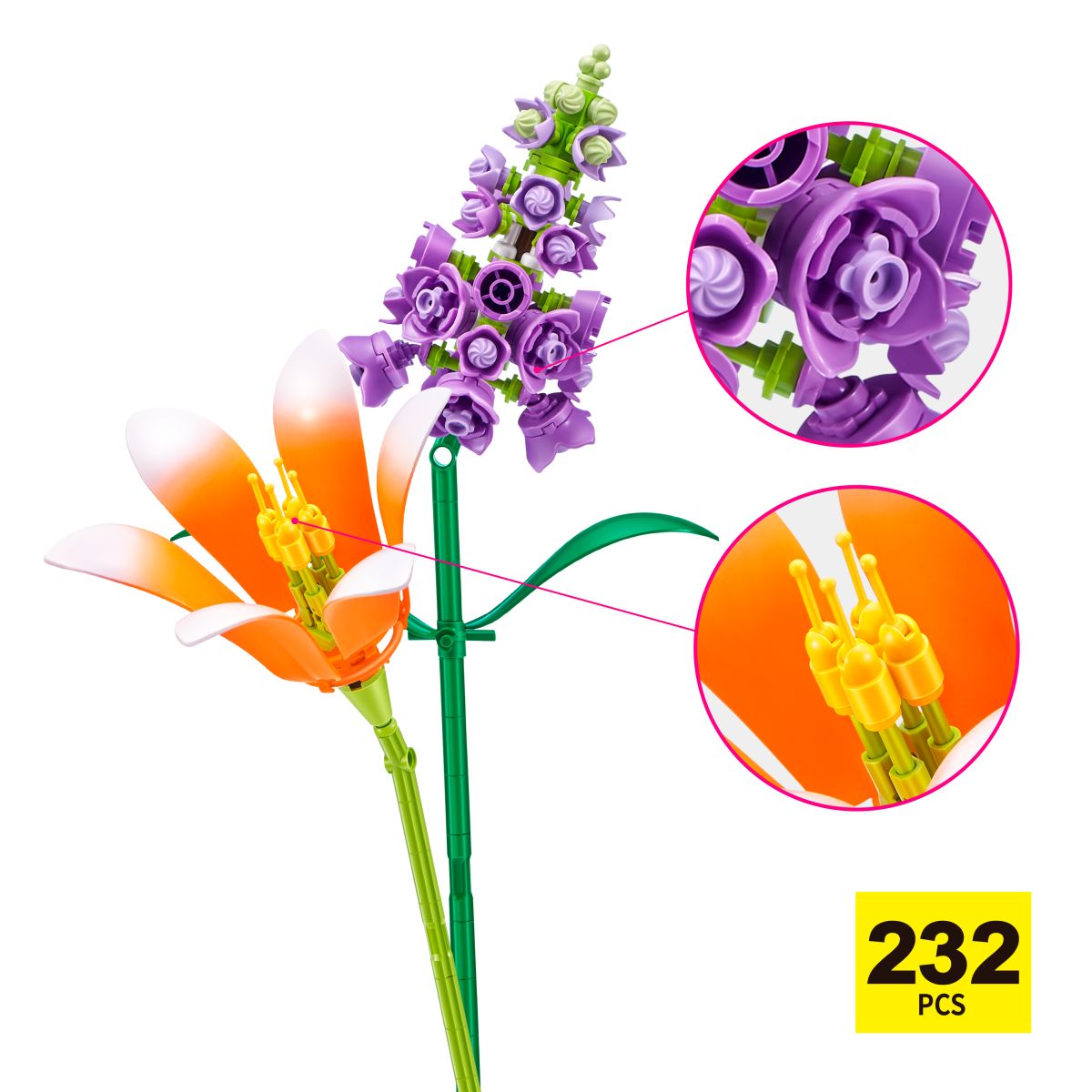 Set Bloques Flores Max - Con Diferentes Modelos De Piezas - Lily Y Snapdragon