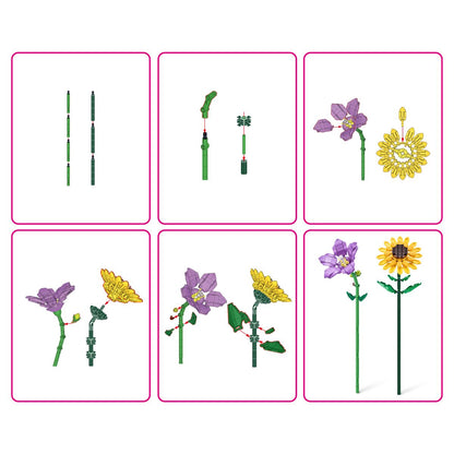 Set Bloques Flores Max - Con Diferentes Modelos De Piezas - Platycodon Y Girasol