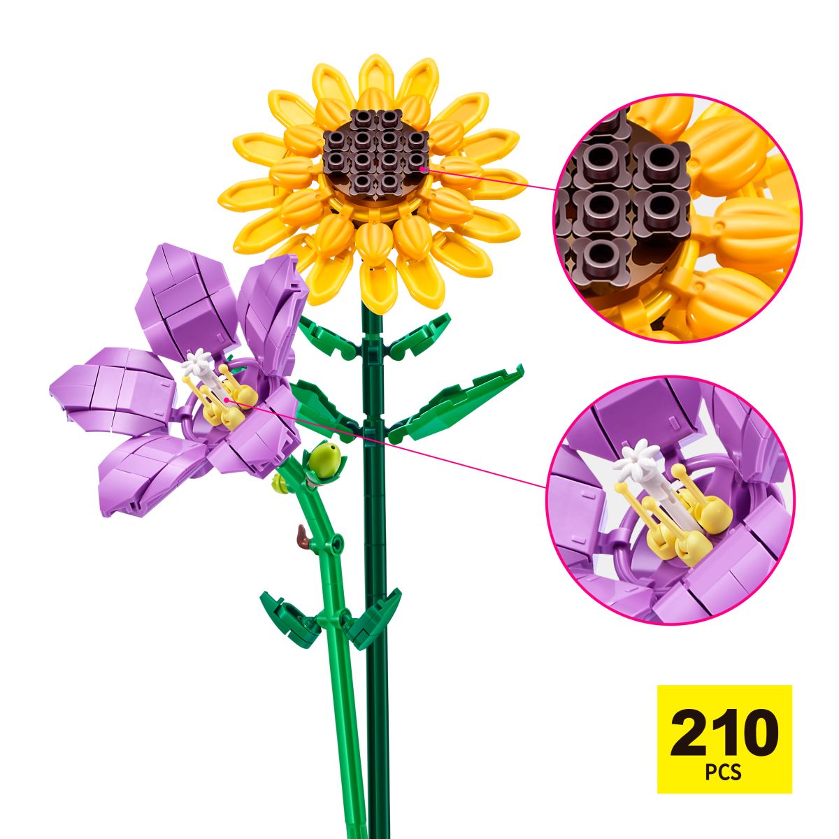 Set Bloques Flores Max - Con Diferentes Modelos De Piezas - Platycodon Y Girasol
