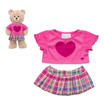 Set Falda Escosesa Polera Corazon Build-a-bear