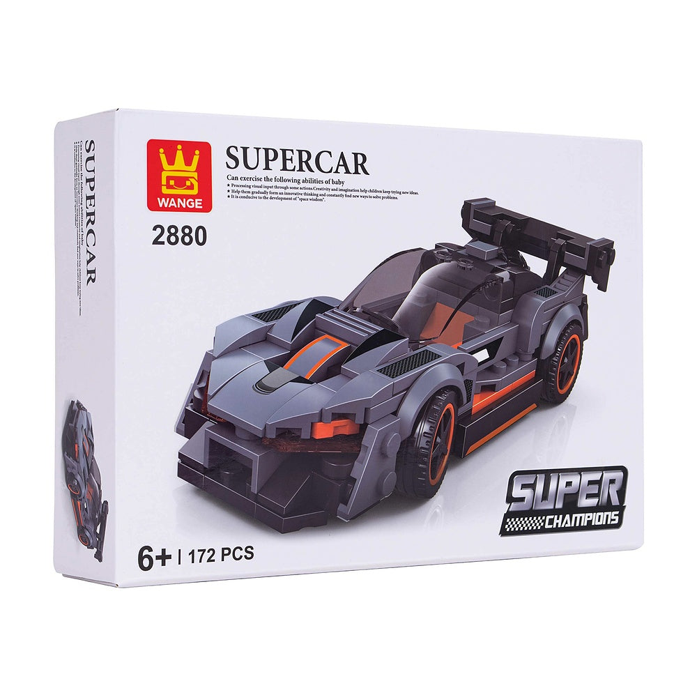 Super Auto Deportivo Negro Armable Wange Supercar 172 Piezas