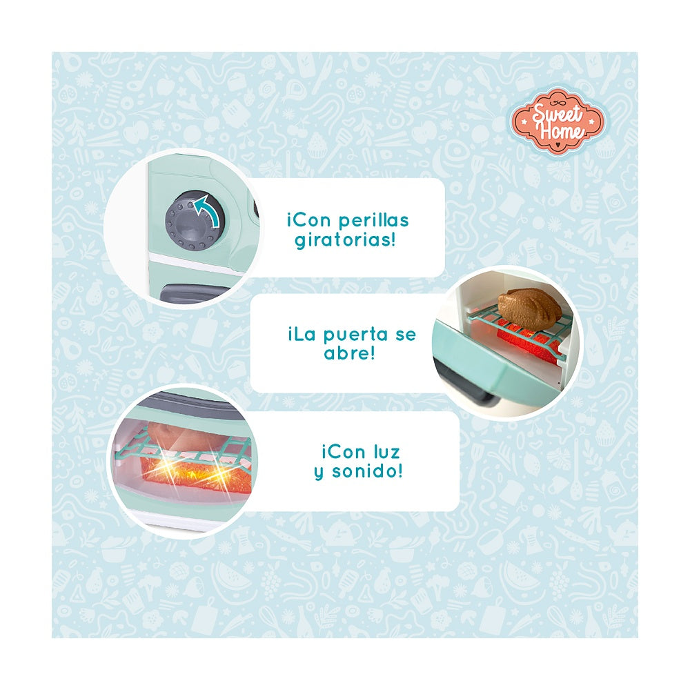 Horno De Juguete Con Luz Sonido Y 7 Accesorios Incluidos Sweet Home