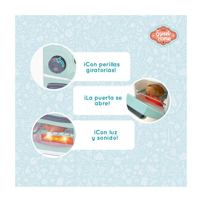 Horno De Juguete Con Luz Sonido Y 7 Accesorios Incluidos Sweet Home