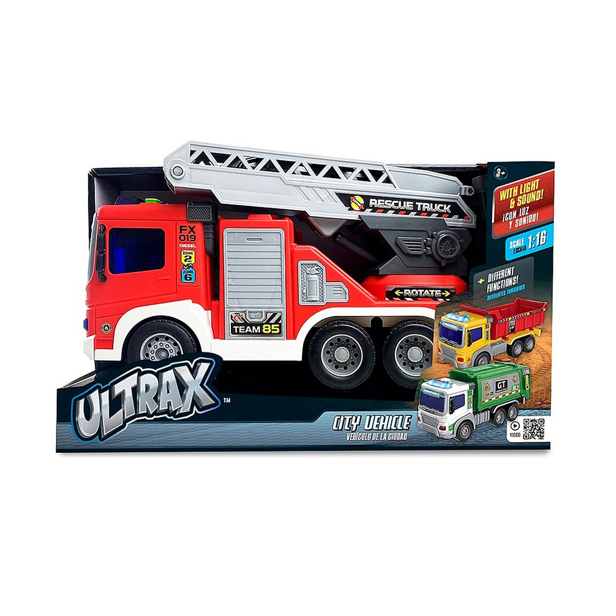 Vehiculo De Ciudad Camiones A Friccion Con Luz Y Sonido En Escala 1:16 Ultrax -c
