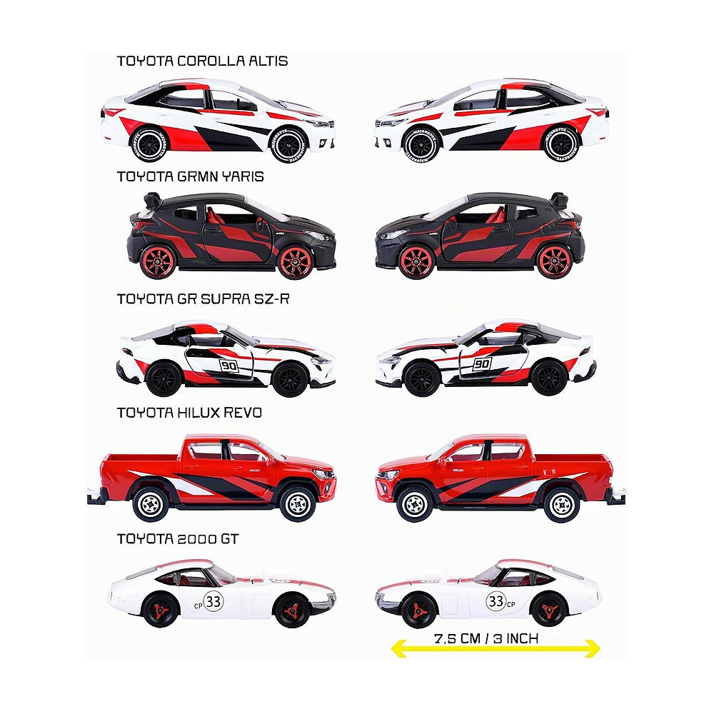 Set 5 Vehiculos Toyota Racing Majorette