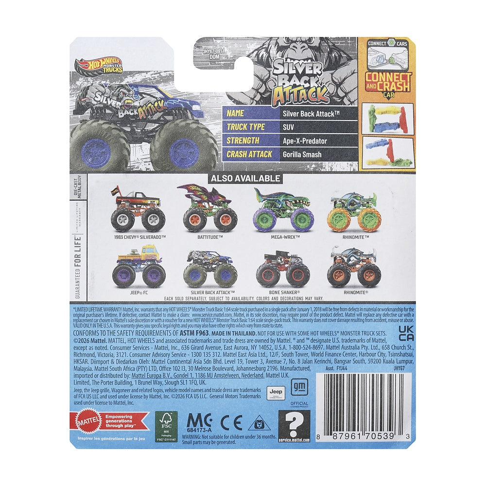 Hot Wheels Monster Truck Escala 1:64 - Silver Back Attack