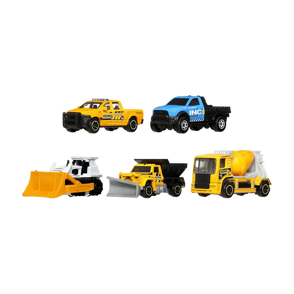 Pack De 5 Autos Matchbox - Construction Crew