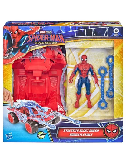 Hasbro Spider-Man Brand New Day ActionVerse Stretch & Blast Buggy con Figura 11,4 cm