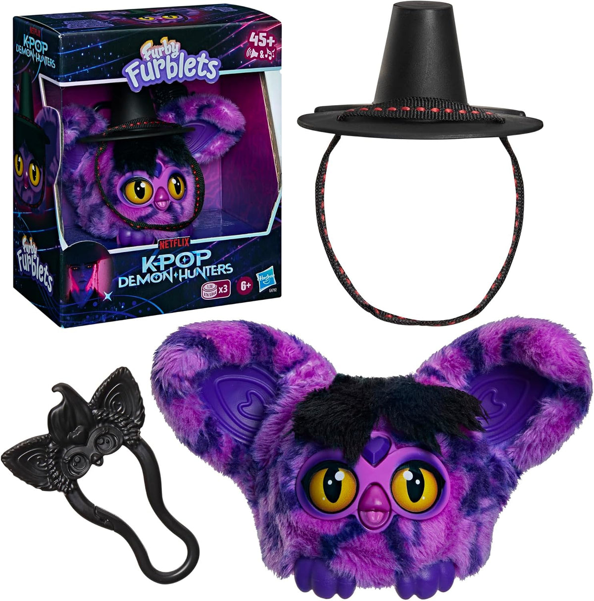 Hasbro Furby Furblets KPop Demon Hunters Saja Boys Demonio Minipeluche Electrónico 7,6 cm