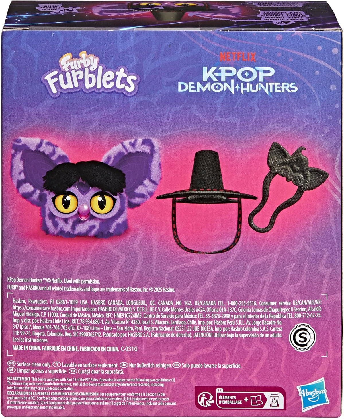 Hasbro Furby Furblets KPop Demon Hunters Saja Boys Demonio Minipeluche Electrónico 7,6 cm
