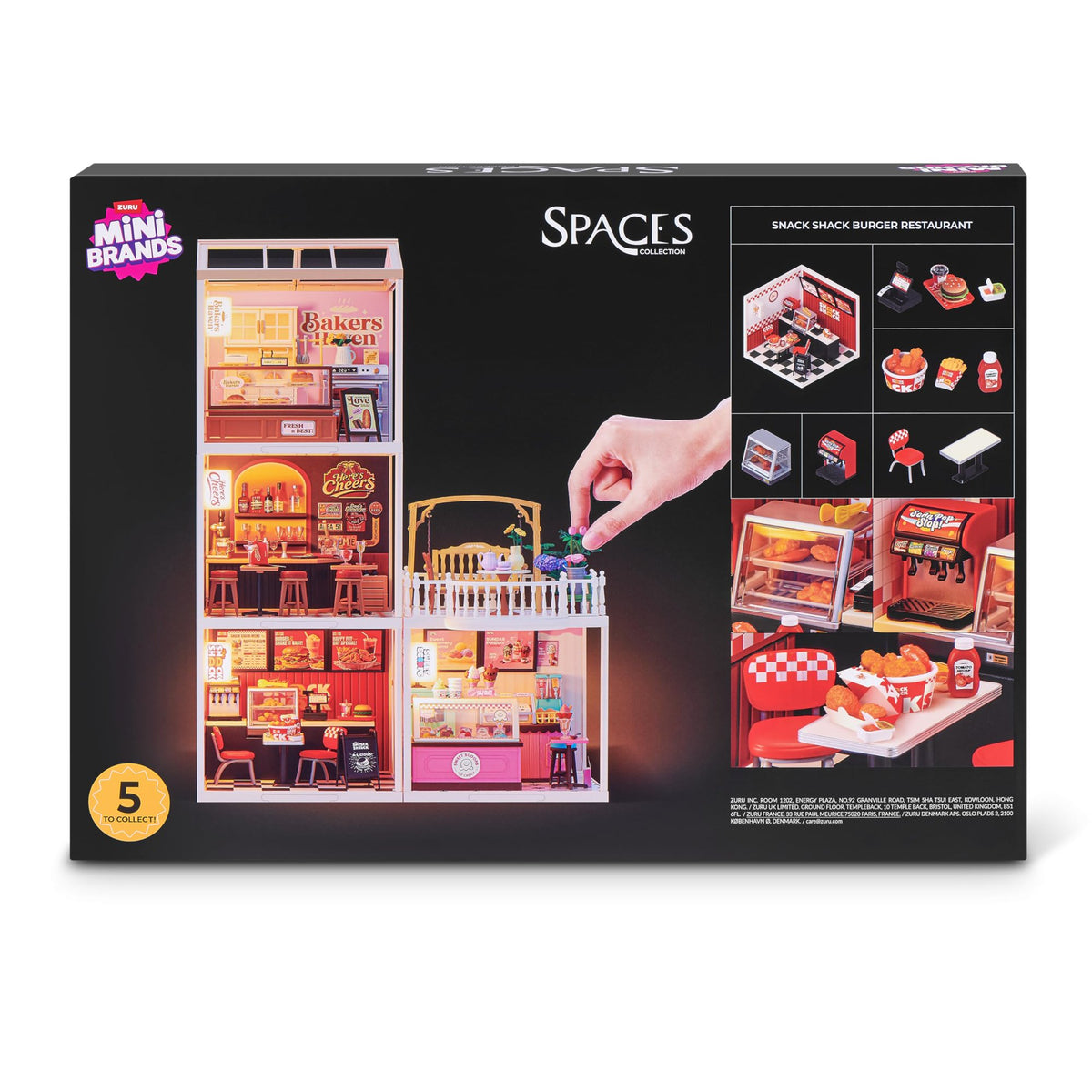 ZURU Mini Brands Mini Spaces Snack Shack Set de Juego con Luz LED