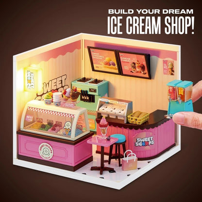 Título ecommerce: ZURU Mini Brands Spaces Sweet Scoops Ice Cream Store Set Miniatura 121 Piezas