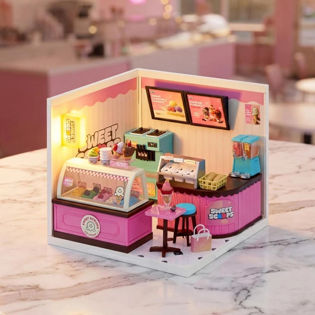 Título ecommerce: ZURU Mini Brands Spaces Sweet Scoops Ice Cream Store Set Miniatura 121 Piezas