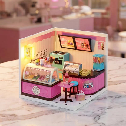 Título ecommerce: ZURU Mini Brands Spaces Sweet Scoops Ice Cream Store Set Miniatura 121 Piezas
