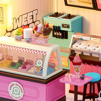 Título ecommerce: ZURU Mini Brands Spaces Sweet Scoops Ice Cream Store Set Miniatura 121 Piezas