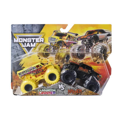 Monster Jam Vehiculos 1:64 Pack 2 - Classroom Crusher Vs Mayhem