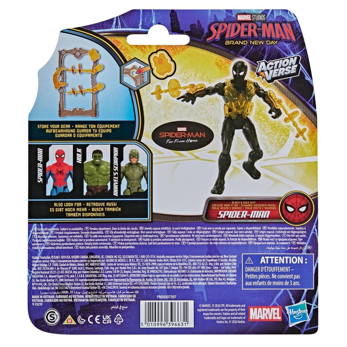 Figura De Accion Spiderman Actionverse Brand New Day - Spider - Manhulkscorpionspider - Man Negro Y Dorado - foto 4