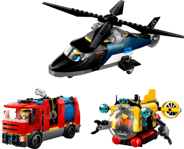 Remix Helicoptero Camion De Bomberos Y Submarino Lego City