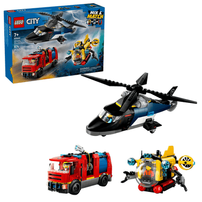Remix Helicoptero Camion De Bomberos Y Submarino Lego City