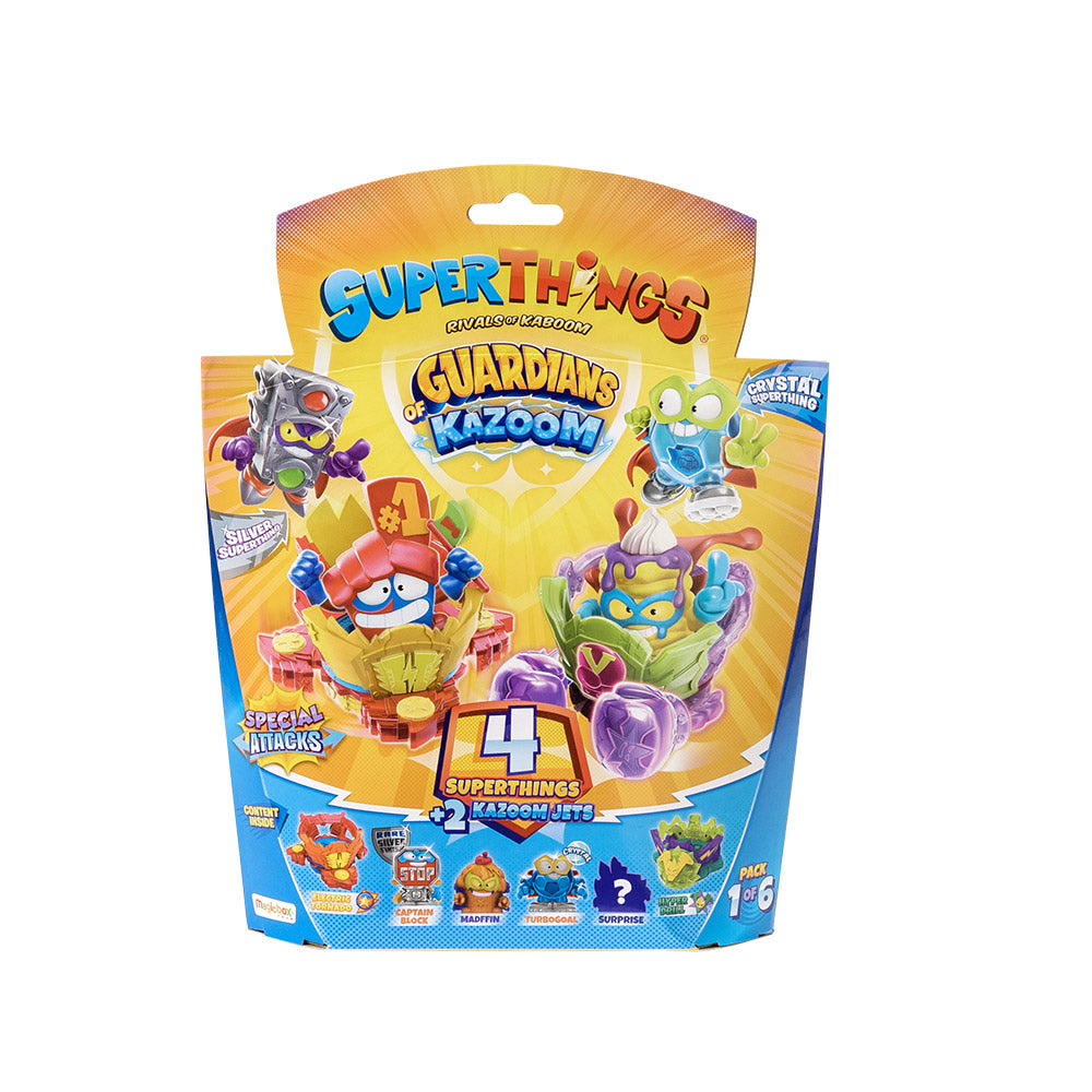 SuperThings Guardians of Kazoom Blister con 4 Figuras y 2 Kazoom Jets
