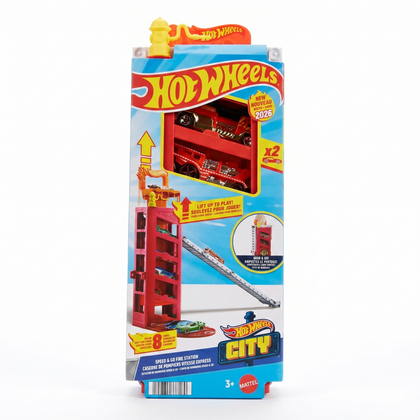 Hot Wheels Estacionamiento Portátil - Estacion De Bomberos Speed Y Go
