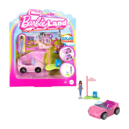 Barbie - Set Mini Barbieland Muñeca + Convertible Purpura cambia de color