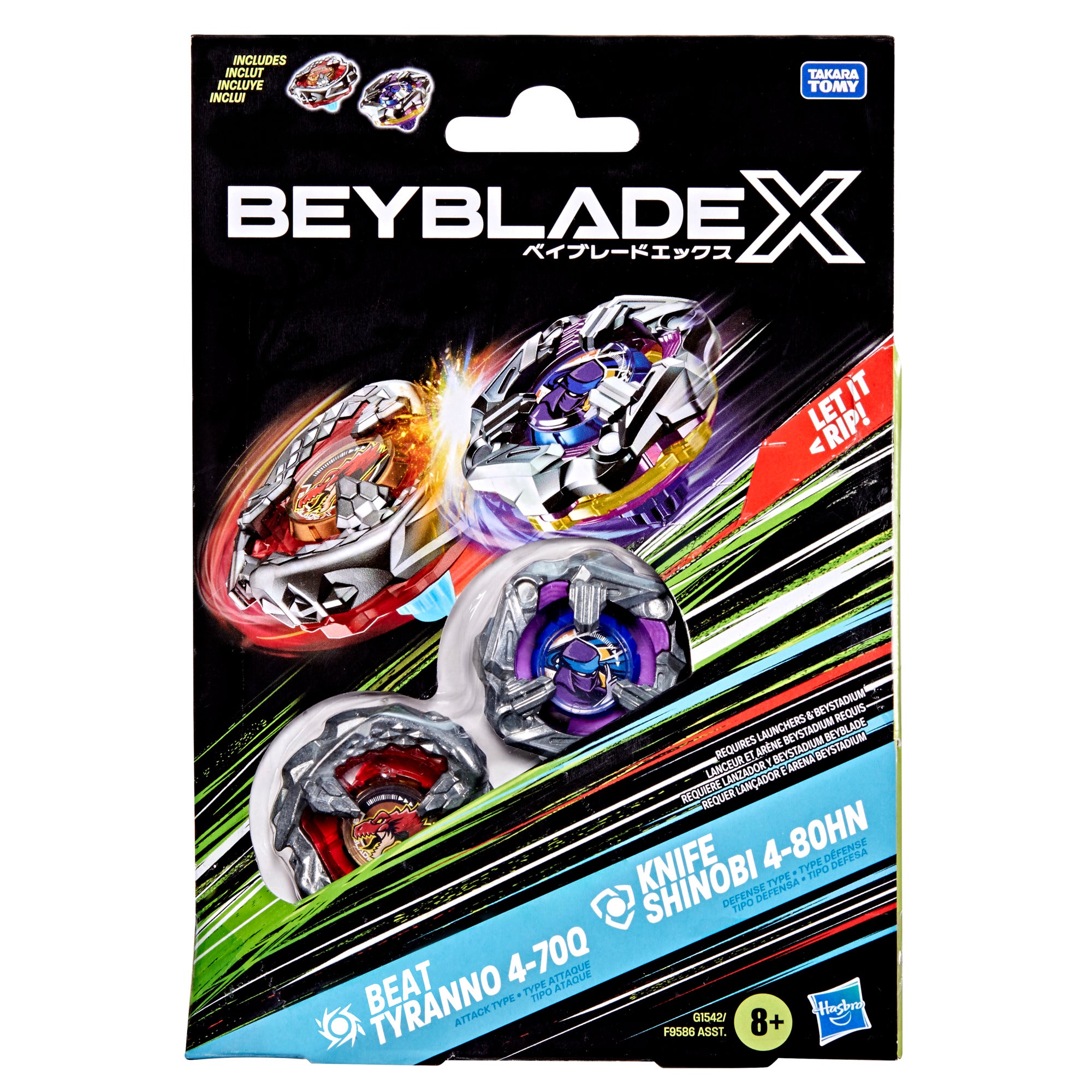 Beyblade Dual Pack X - Beat Tyranno 4-70q - Knife Shinobi 4-80hn