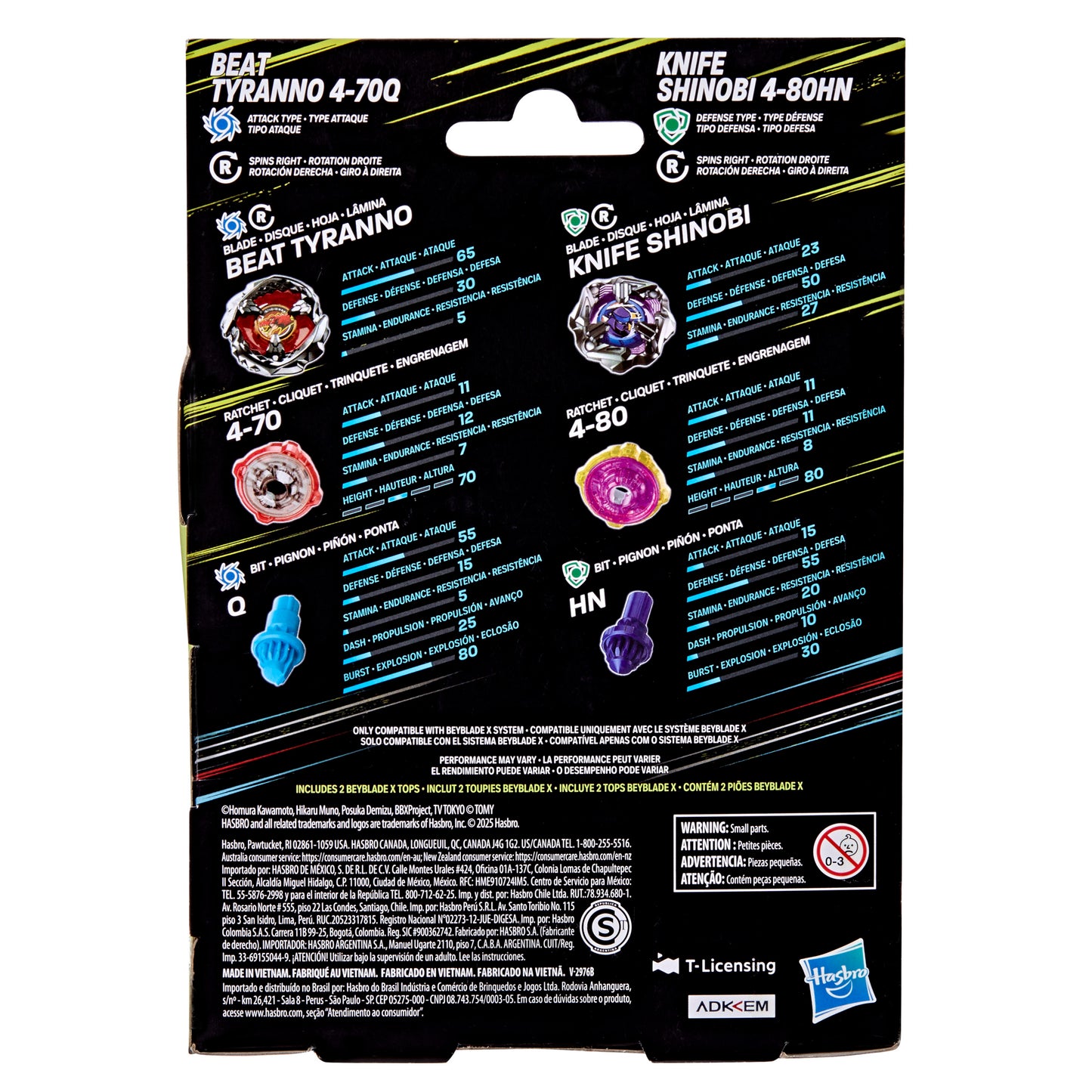 Beyblade Dual Pack X - Beat Tyranno 4-70q - Knife Shinobi 4-80hn