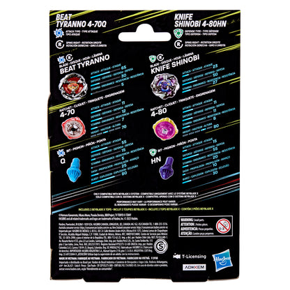 Beyblade Dual Pack X - Beat Tyranno 4-70q - Knife Shinobi 4-80hn