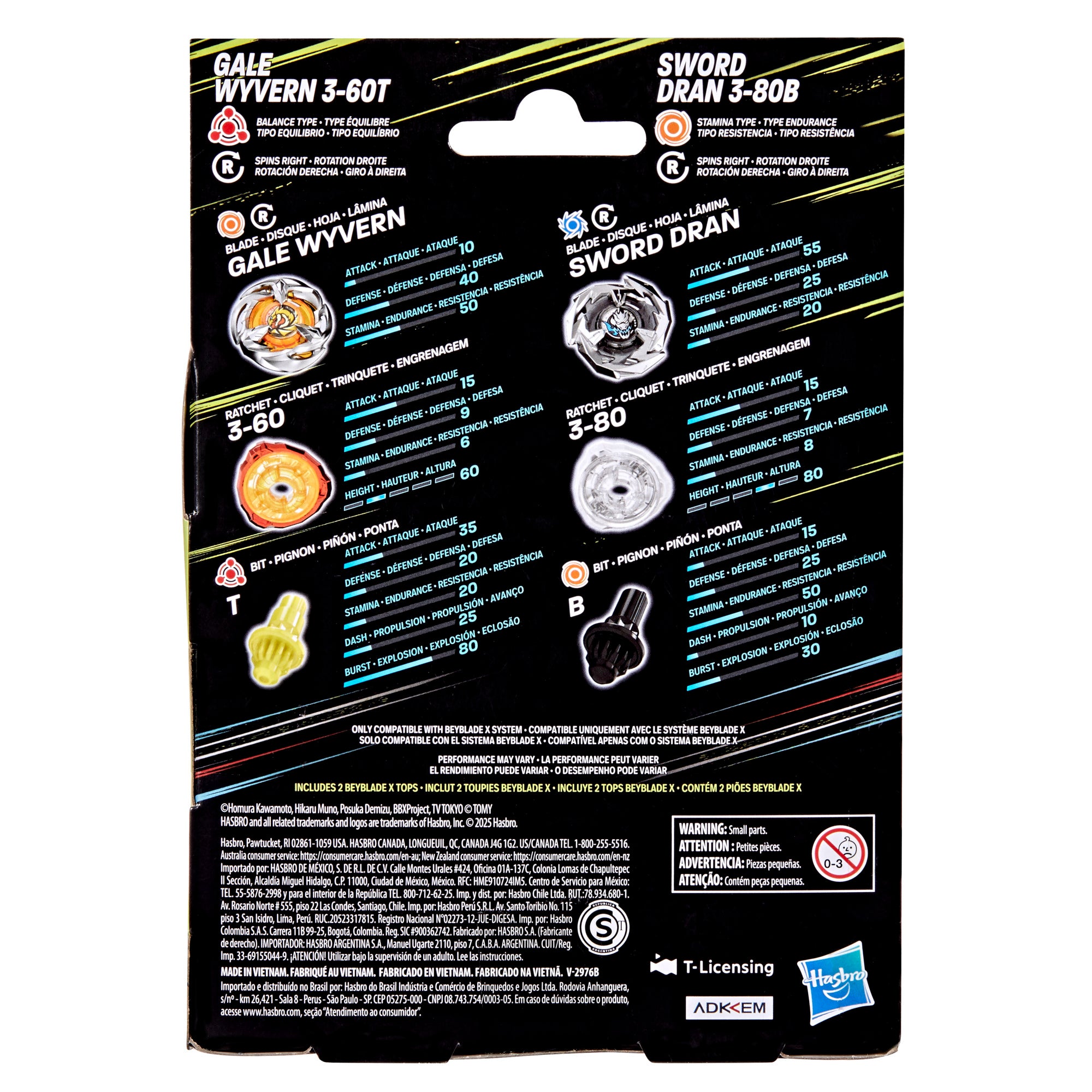 Beyblade Dual Pack X - Gale Wyvern 3-60t - Sword Dran 3-80b