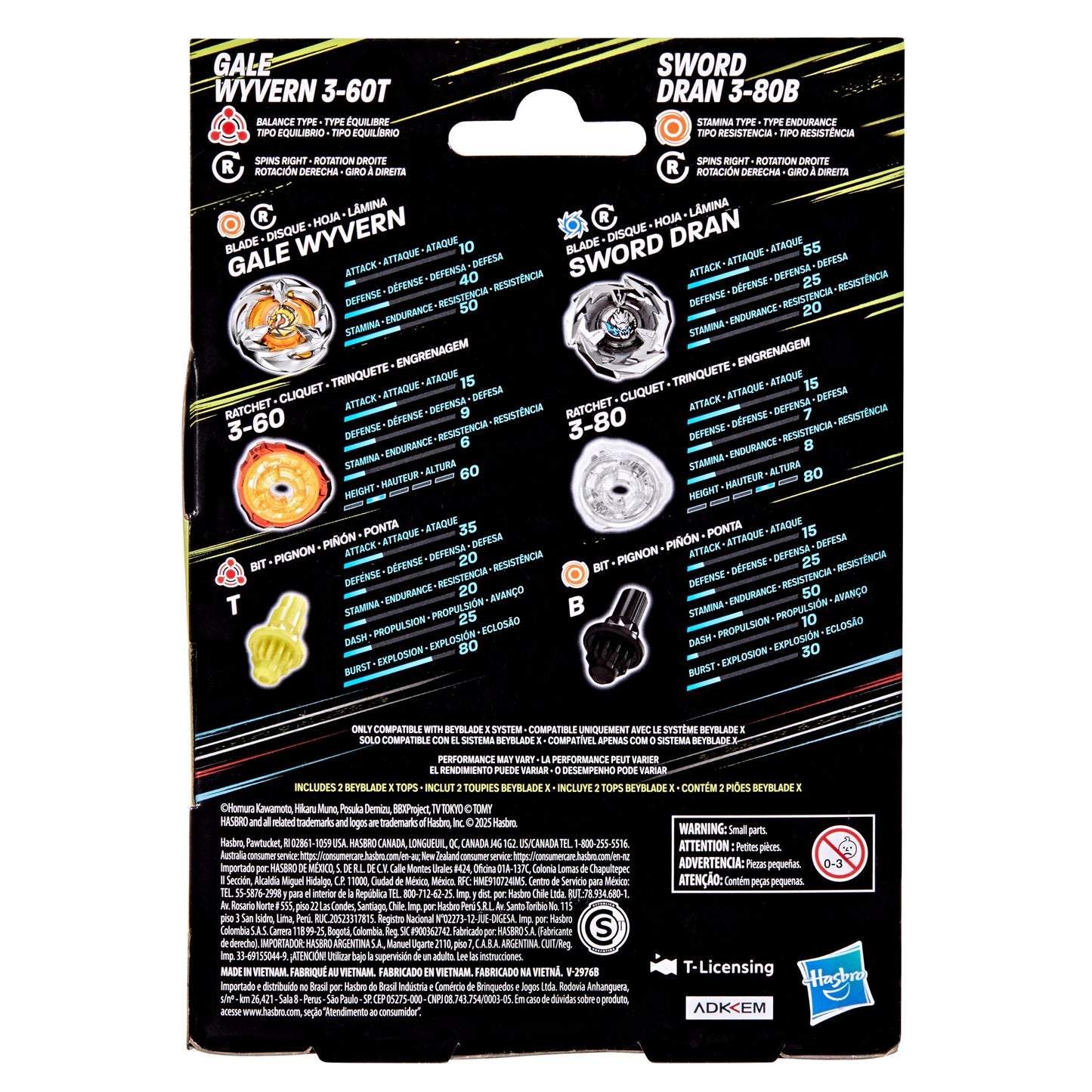 Beyblade Dual Pack X - Gale Wyvern 3-60t - Sword Dran 3-80b