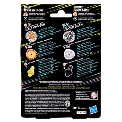 Beyblade Dual Pack X - Gale Wyvern 3-60t - Sword Dran 3-80b