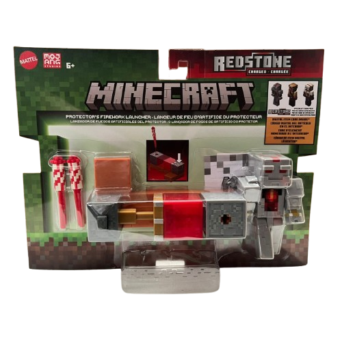 Minecraft Core Figura De 8cm Con Crafting 2-pack - Lanzador De Fuegos Artificiales Del Protector