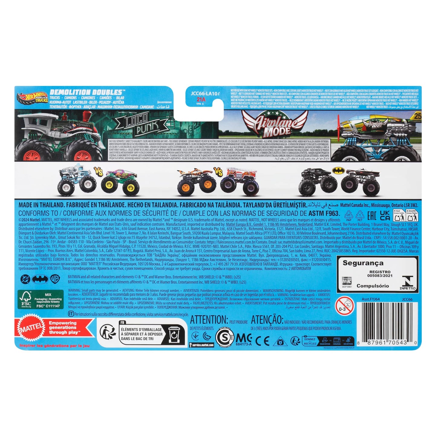 Hot Wheels Monster Trucks Escala 1:64 Loco Punk Vs Airplane Mode