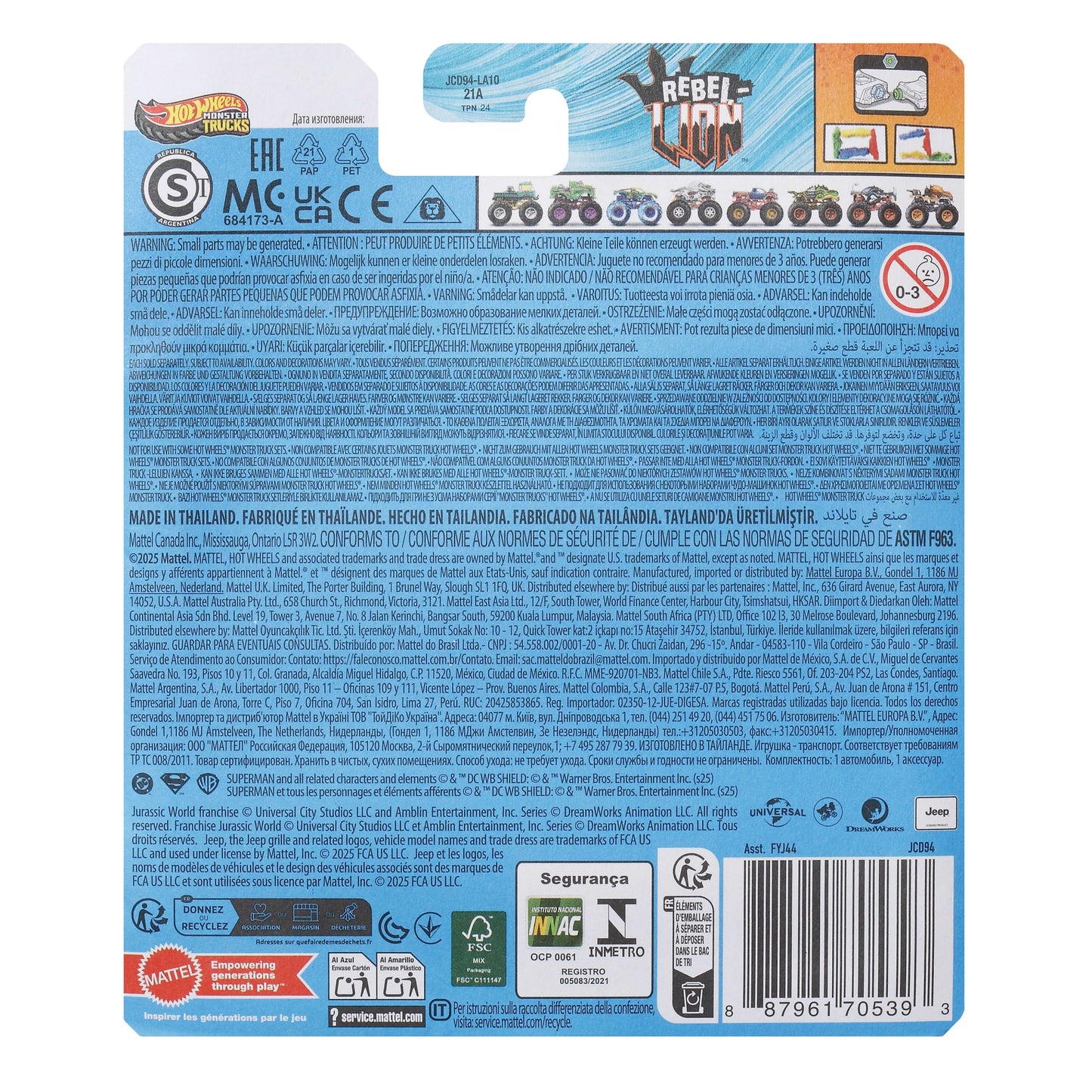 Hot Wheels Monster Truck Escala 1:64 - Rebel-Lion