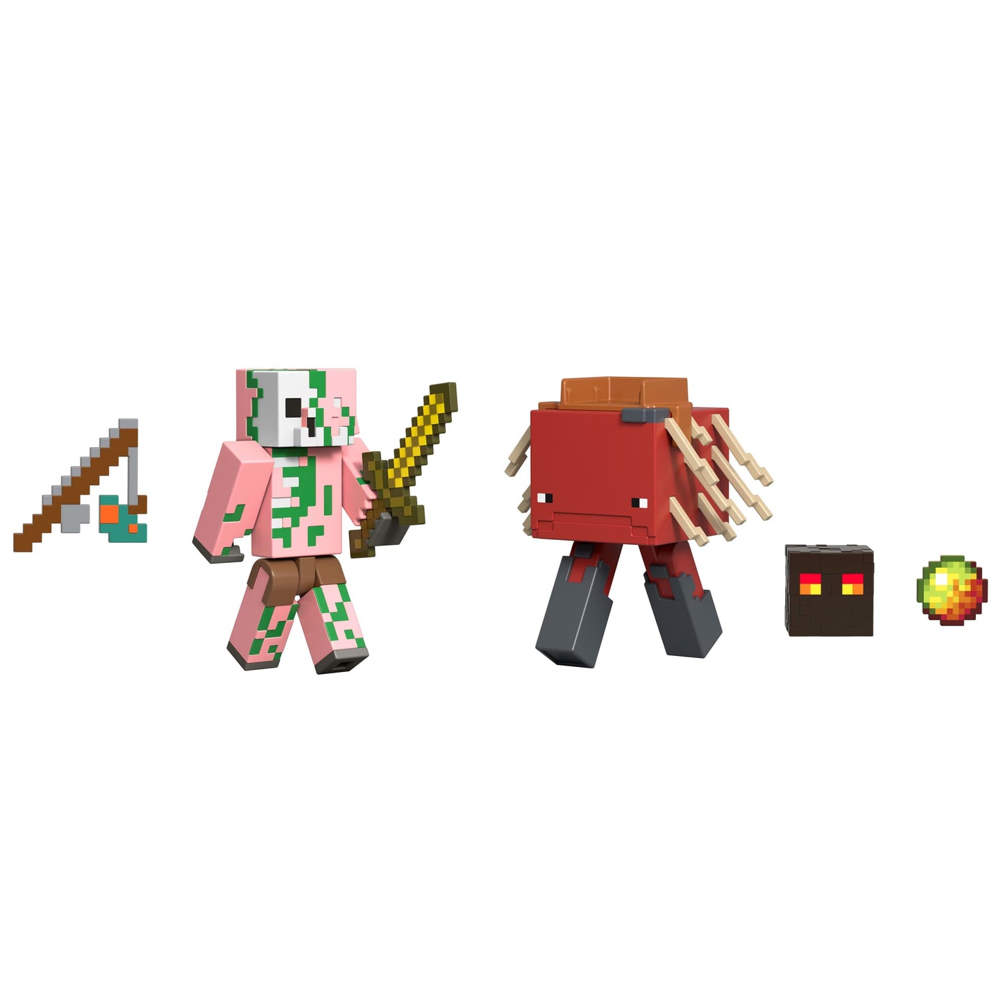Minecraft Core Figura De 8 Cm Con Crafting 2 Pack Piglin Zombie Y Strider