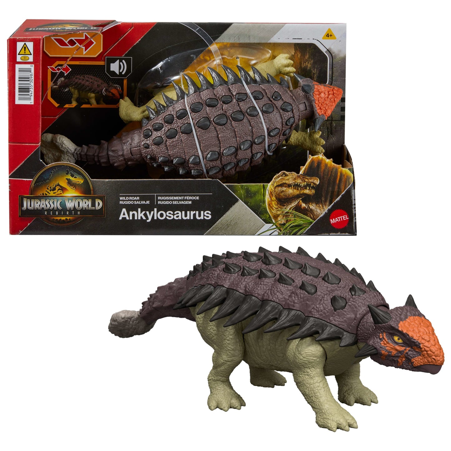 Jurassic World Dinosaurio de Juguete Rebirth Rugido Salvaje - Ankylosaurus