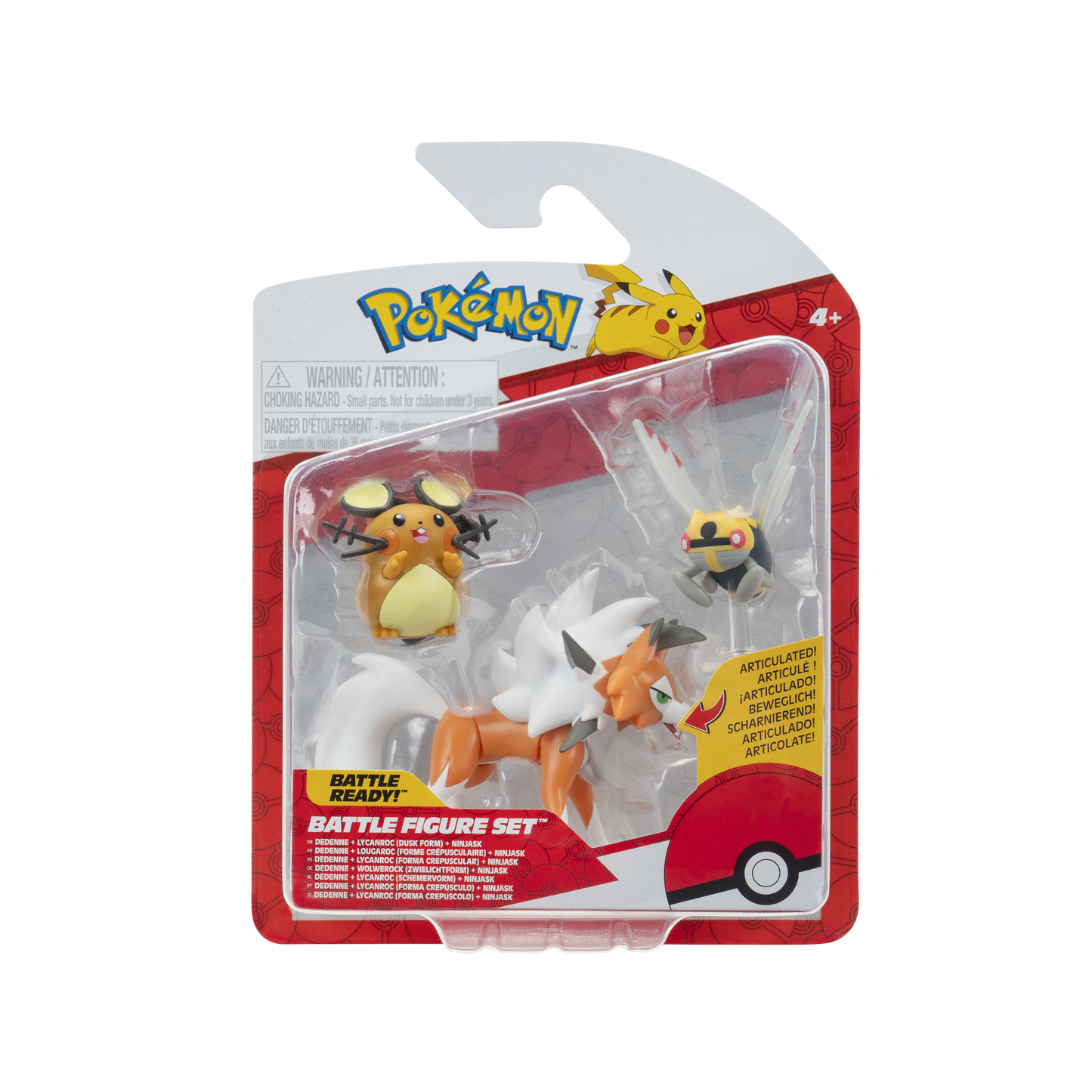 Pokémon Pack 3 Figuras - Dedenne + Lycanroc + Ninjask
