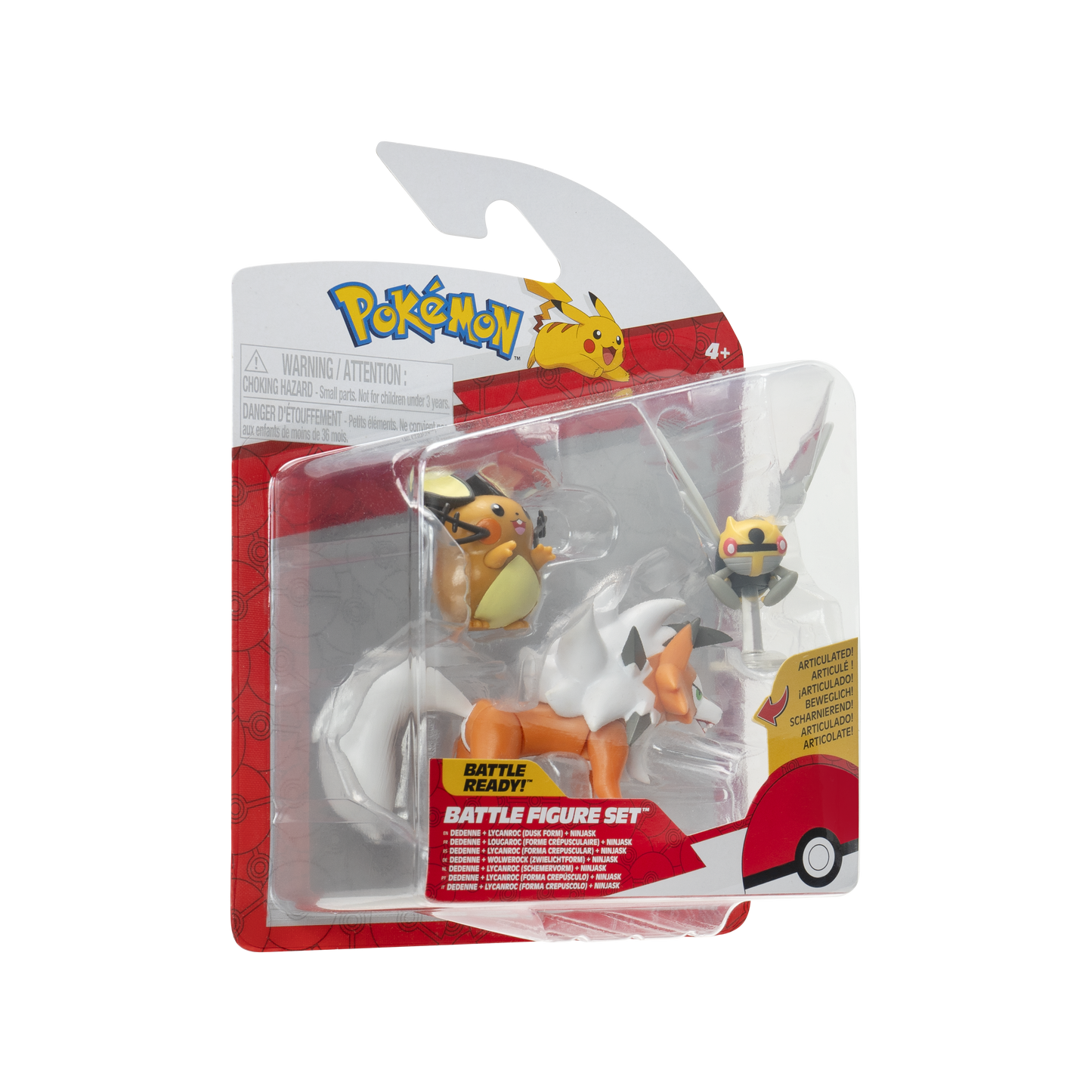 Pokémon Pack 3 Figuras - Dedenne + Lycanroc + Ninjask