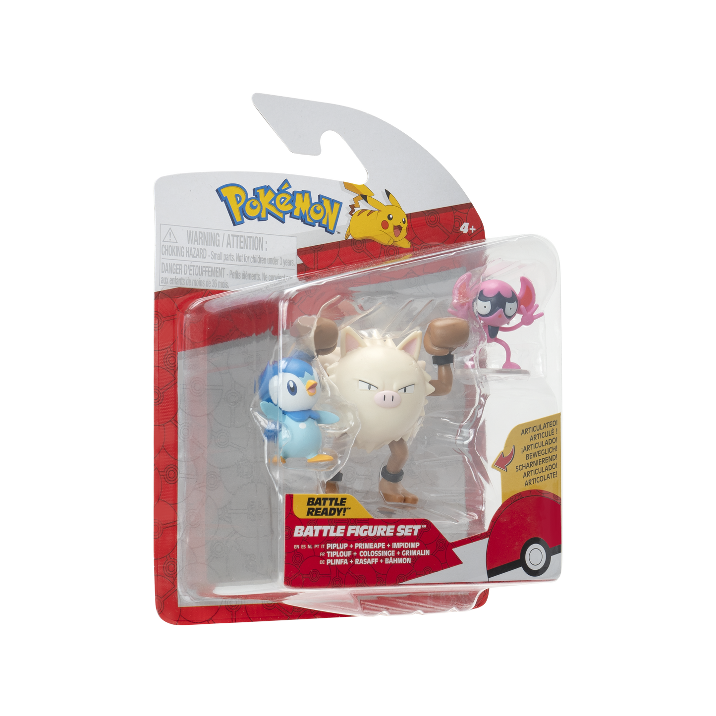 Pokémon Pack 3 Figuras - Piplup + Primeape + Impidimp