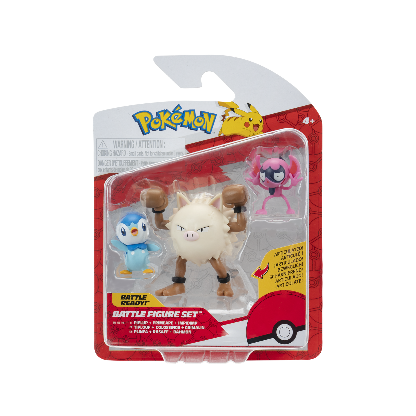 Pokémon Pack 3 Figuras - Piplup + Primeape + Impidimp