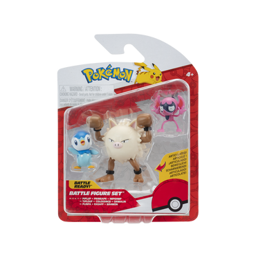Pokémon Pack 3 Figuras - Piplup + Primeape + Impidimp