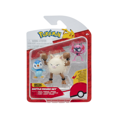 Pokémon Pack 3 Figuras - Piplup + Primeape + Impidimp