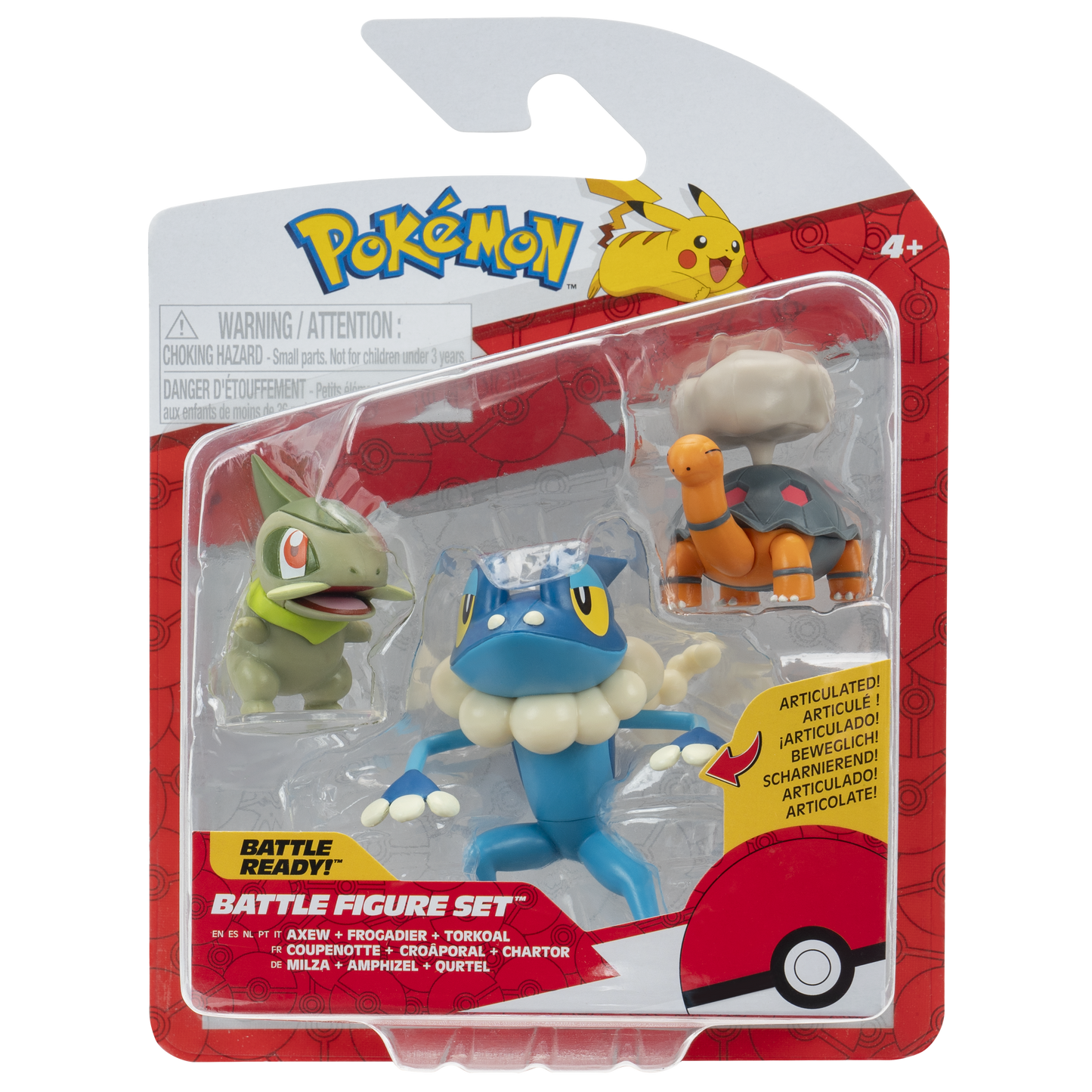 Pokémon Pack 3 Figuras - Axew + Frogadier + Torkoal