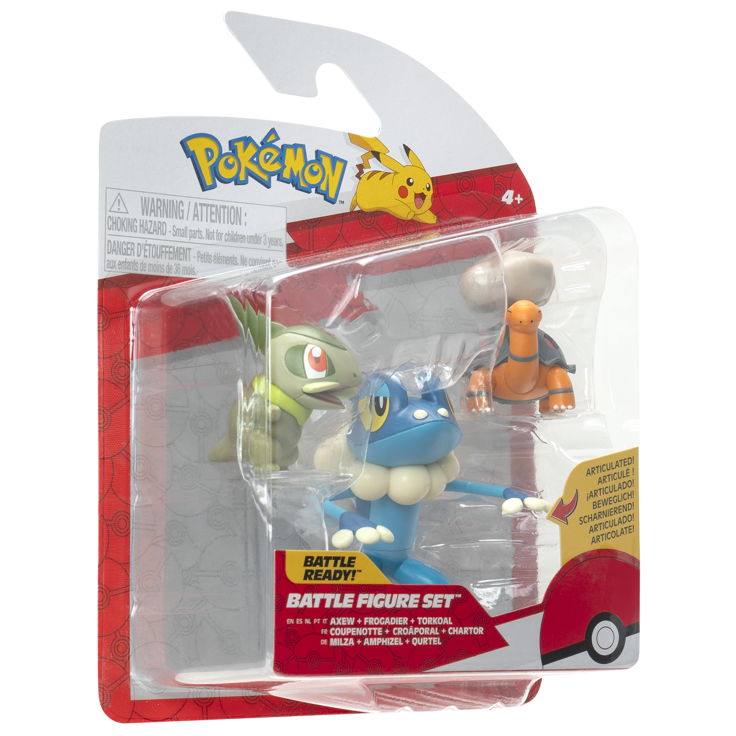 Pokémon Pack 3 Figuras - Axew + Frogadier + Torkoal